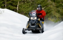 A snowmobile ride in the wilderness